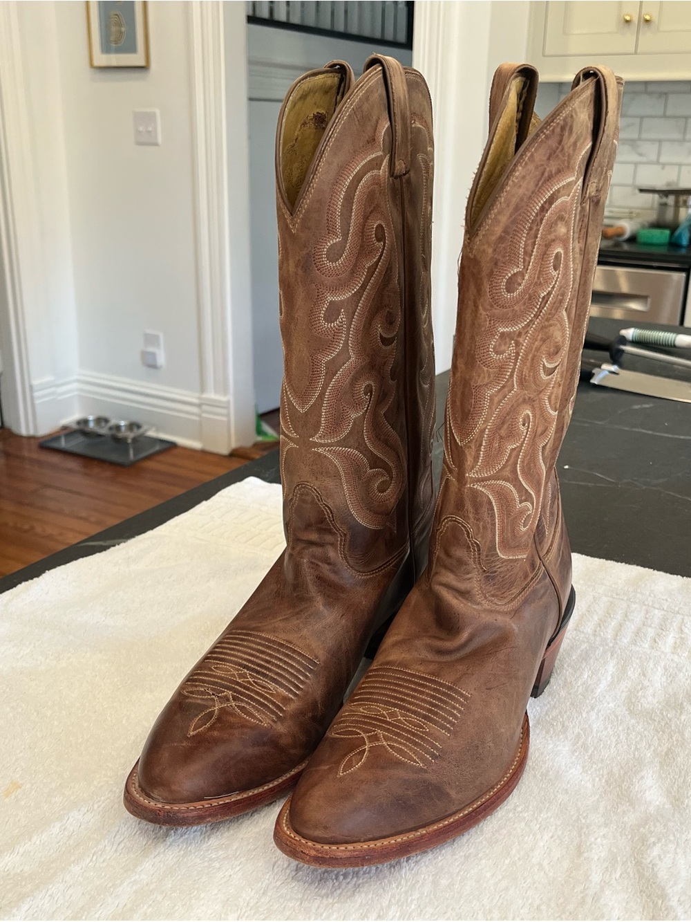 Nocona Men's Tan/Brown Leather Western Cowboy Boots 11.5AA